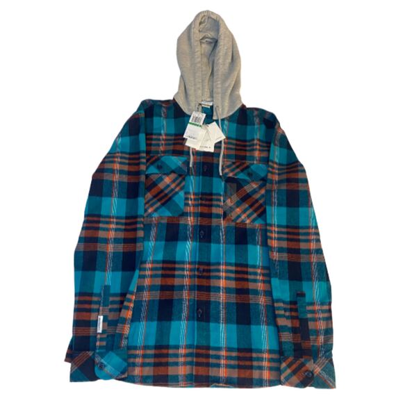 Eleven Paris Blue Columbia Plaid Hooded Shirt Jacket NWT Mens Size LARGE - Picture 9 of 14